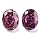Cubic Zirconia Cabochons, Oval, Faceted, Medium Violet Red, 9x7x5mm