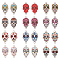 Alloy Enamel Pendants, Cadmium Free & Lead Free, Skull with Pattern, Platinum, Mixed Color, 26x13.5x3.3mm, Hole: 1.8mm, 12 colors, 4pcs/color, 48pcs/box