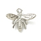 Non-Tarnish 304 Stainless Steel Charms, Bees Charm, Stainless Steel Color, 12x15x4mm, Hole: 1.4mm