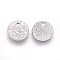 Non-Tarnish 304 Stainless Steel Charms, Textured, Flat Round with Bumpy, Stainless Steel Color, 8x1mm, Hole: 1.2mm