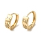 Brass Micro Pave Cubic Zirconia Hoop Earring, Light Gold, 16.5x6mm