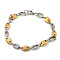 Ion Plating(IP) Two Tone 201 Stainless Steel Oval Link Chain Bracelet, 304 Stainless Steel Clasps, Golden & Stainless Steel Color, 8-5/8 inch(21.9cm), Link: 7.5mm