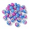 Two Tone Glass European Beads, Large Hole Beads, with Silver Tone Brass Double Cores, Rondelle, Royal Blue, 15x11mm, Hole: 5mm