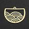 201 Stainless Steel Pendants, Laser Cut, Half Round with Rainbow, Golden, 19x24x1mm, Hole: 1.2mm