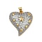Brass Micro Pave Clear Cubic Zirconia Pendants, Heart Charms, Cadmium Free & Lead Free, Rack Plating, Long-Lasting Plated, Real 18K Gold Plated, Star, 26.5x23.5x8mm, Hole: 4.5x3.5mm