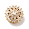 Brass Micro Pave Clear Cubic Zirconia Beads, Cadmium Free & Nickel Free & Lead Free, Flower, Real 18K Gold Plated, 12.5x7.5mm, Hole: 1.8mm
