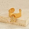 304 Stainless Steel Cuff Rings for Women, with Glass and Triple Spiral Charms, Real 18K Gold Plated, Inner Diameter: 18mm