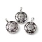 Natural Amethyst Pendants, with Rack Plating Brass Findings, Cadmium Free & Lead Free, Flat Round with Star Charms, 32~32.5x27.5~28x7mm, Hole: 8.5x5mm