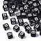 Opaque Acrylic Beads, Horizontal Hole, Alphabet Style, Cube, Black & White, Letter.B, 5x5x5mm, Hole: 2mm, about 3310pcs/331g