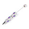 Resin & Polymer Clay Pave Rhinestone Ball-Point Pen, Iron Beadable Pen, for DIY Personalized Pen with Jewelry Beads, Grape, 147.5~151x15~20mm