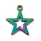 Ion Plating(IP) 201 Stainless Steel Pendants, Star Charms, Rainbow Color, 13.5x12x1mm, Hole: 1mm