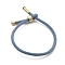 Cotton Cord Bracelets, with Brass Finding, Long-Lasting Plated, Real 24K Gold Plated, Light Sky Blue, 8-1/2 inch(21.5cm)~9 inch(23cm)