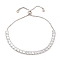 Adjustable Brass Micro Pave Cubic Zirconia Tennis Bracelets, Long-Lasting Plated Slider Bracelets for Women, Real Platinum Plated, Inner Diameter: 1-1/4~3 inch(3.3~7.7cm)