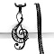 201 Stainless Steel Pendant Necklaces, Musical Note, Black, 23.62 inch(60cm)