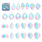 DIY Jewelry Making Finding Kit, Including 48Pcs 12 Styles Ion Plating(IP) 430 Stainless Steel Filigree Pendants and Brass Connector Charms, Teardrop & Leaf, Rainbow Color, 28.5~56x21.5~39.5x0.2~0.4m, Hole: 1.2~2mm, 4Pcs/style