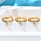 Brass Curb Chain Cuff Rings for Women, with Oval Natural Pearl Charms, Cadmium Free & Lead Free, Long-Lasting Plated, Rack Plating, Real 18K Gold Plated, 3mm, Adjustable