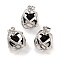 Natural Obsidian Round Ball Pendants, Rack Plating Platinum Tone Brass Oval Charms, Cadmium Free & Lead Free, 21x16x18mm, Hole: 6.5x5mm