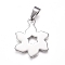 Tarnish Resistant 304 Stainless Steel Pendants, Oriental Cherry, Stainless Steel Color, 32x24.5x1.5mm, Hole: 10x4.5mm