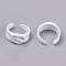Spray Painted Alloy Cuff Rings, Open Rings, Cadmium Free & Lead Free, White, US Size 7 1/4(17.5mm)