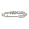Mother's Day Brass Micro Pave Clear Cubic Zirconia Connector Charms, Cadmium Free & Nickel Free & Lead Free, Paper Clip Links with Word Mom, Platinum, 37x9x2mm, Hole: 1.5mm