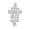 Brass Clear Cubic Zirconia Cross Connector Charms, Lead Free & Cadmium Free, Long-Lasting Plated, Rack Plating, Platinum, 18.5x11x2.5mm, Hole: 1mm