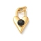 Ion Plating(IP) 304 Stainless Steel with Rhinestone Pendants, with Jump Ring, Real 14K Gold Plated, Heart Lock Charm, Jet, 20x11.5x6mm, Hole: 5x3mm