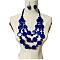 Ethnic Style Wood Flat Round Beaded Multilayer Necklaces & Dangle Earrings Sets, Dark Blue, 580mm