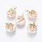 Natural Cultured Freshwater Pearl Pendants, with Brass Micro Pave Cubic Zirconia Findings, Nuggets with Coconut Tree, Golden, Mixed Color, 20~25x11~14x6~9mm, Hole: 1.8mm