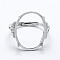 Anti-Tarnish Rhodium Plated 925 Sterling Silver Finger Ring Components, with Cubic Zirconia, Adjustable, Platinum, Size 8 (18mm), 2mm wide, Tray: 15x20mm