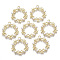 Alloy Pendants, with ABS Plastic Imitation Pearl, Bowknot Ring, Light Gold, 27.5x24.5x4mm, Hole: 1.6mm