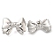 304 Stainless Steel Bowknot Stud Earrings, Stainless Steel Color, 24.5x34mm