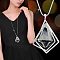 Alloy Crystal Rhinestone and Light Steel Blue Glass Pendant Long Necklaces, for Women, Silver, Kite, 35.04 inch(89cm)