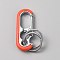 Oval Alloy Keychain Clasps with Double Rings, Bottle Opener Keychain Clasps, Platinum, Coral, 87mm