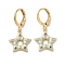 Star Real 18K Gold Plated Brass Dangle Leverback Earrings, with Enamel and Cubic Zirconia, Azure, 28.5x14.5mm