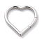 304 Stainless Steel Spring Gate Rings, Heart, Stainless Steel Color, 29.5x30x3mm