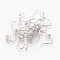 Brass Micro Pave Cubic Zirconia Earring Hooks, Long-Lasting Plated, Nickel Free, Real Platinum Plated, 11.5x13.5x0.6mm, 22 Gauge, Pin: 0.6mm