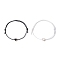 2Pcs 2 Colors Alloy Enamel Heart Braided Bead Bracelets Set, Waxed Polyester Cords Adjustable Bracelets, White & Black, Inner Diameter: 3-1/2 inch(9cm), 1Pc/color