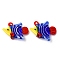 Handmade Lampwork Pendants, Fish Charms, Red, 34.5x41x15mm, Hole: 3x4mm