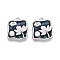 Rack Plating Alloy Enamel Pendants, Square & Flower, with ABS Imitation Pearl, Platinum, 24x19.5x6mm, Hole: 1.6~1.8mm