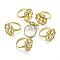 Adjustable Brass Filigree Ring Settings, Lead Free & Cadmium Free & Nickel Free, Raw(Unplated), Tray: 20mm, 17mm
