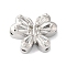 Brass Micro Pave Clear Cubic Zirconia Beads, Cadmium Free & Nickel Free & Lead Free, Butterfly, Platinum, 10x13x5mm, Hole: 1.6mm