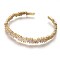 Brass Cuff Bangles, with Cubic Zirconia, Real 18K Gold Plated, 2-1/8 inchx1-5/8 inch(5.4x4.2cm)