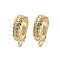 Brass Micro Pave Cubic Zirconia Pendants Bails, Lead Free & Cadmium Free, Long-Lasting Plated, Rack Plating, Real 18K Gold Plated, 13x9x3.5mm, Hole: 1.4mm