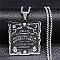 Square with Word 201 Stainless Steel Pendant Necklaces, with Enamel, Stainless Steel Color, 19.69 inch(50cm)