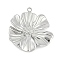 304 Stainless Steel Pendants, Flower Charm, Ion Plating(IP), Stainless Steel Color, 29x26x5mm, Hole: 1.9mm
