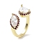 Horse Eye & Teardrop Rack Plating Brass Micro Pave Cubic Zirconia Open Rings, Long-Lasting Plated Cuff Ring for Women, Lead Free & Cadmium Free, Real 18K Gold Plated, US Size 7(17.3mm)