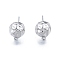 Brass Stud Earring Findings, Cadmium Free & Nickel Free & Lead Free, with Horizontal Loops, Half Round, Platinum, 11.7x9.6x5.3mm, Hole: 1mm, Pin: 0.8mm