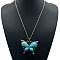 Fashionable Alloy Pendant Necklaces, with Synthetic Turquoise, Butterfly