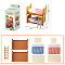 Mini Double Layer Plastic Bed, with Ladder & Mattress & Pillow & Tartan Pattern Quilt, Dollhouse Furniture Accessories, for Miniature Bedroom, Saddle Brown, 60x95x100mm