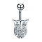 Clear Cubic Zirconia Belly Button Rings, Stainless Steel Piercing Navel Rings, Curved Barbell Body Jewelry for Women, Stainless Steel Color, Owl, 8~13mm, Bar: 10x1.5mm